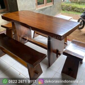 Meja Trembesi Bangku Lengkung